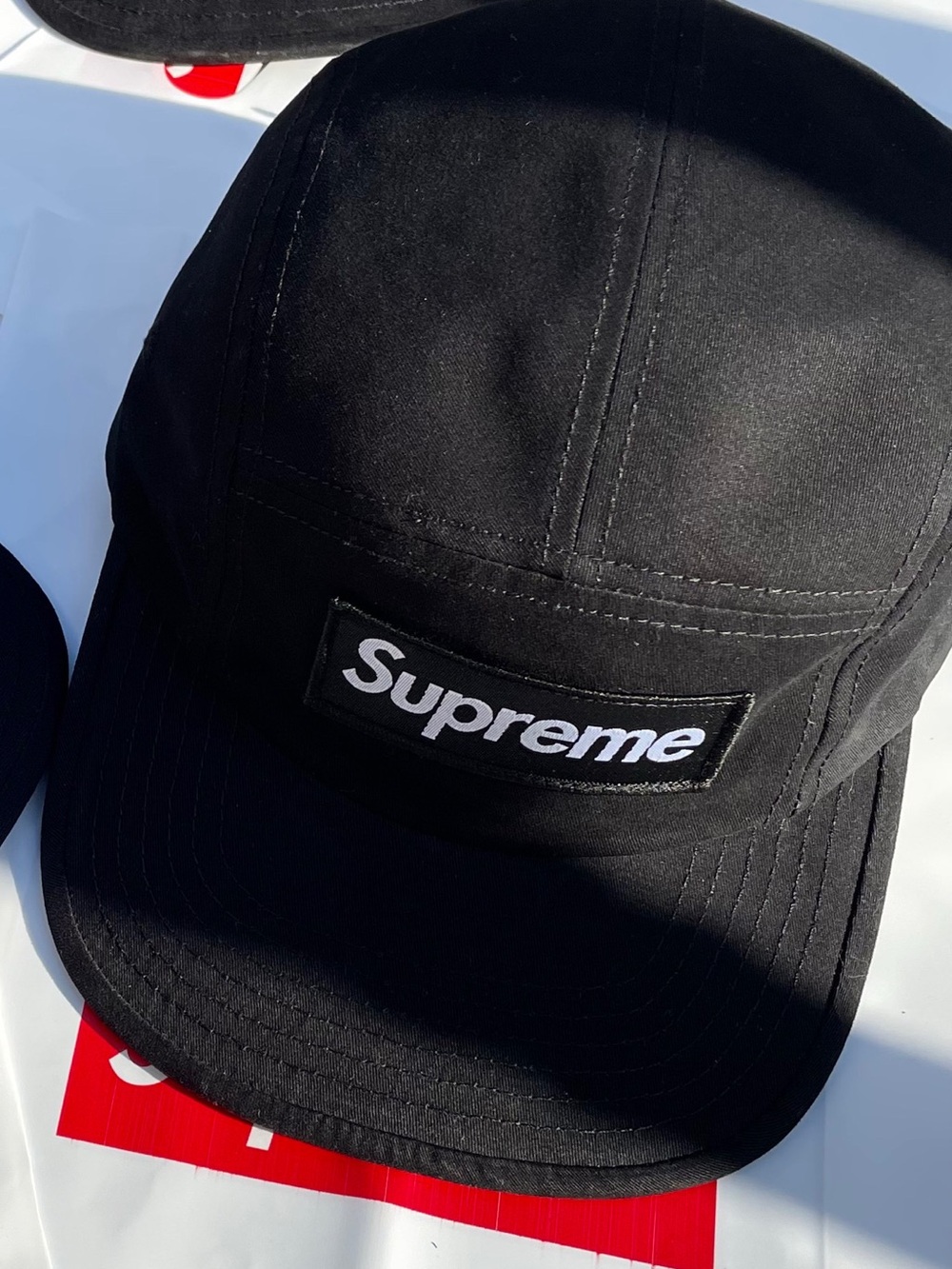Supreme Black 5-Panel Logo Cap